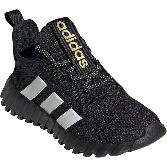 6730969_Black_Silver_Metallic?  NWT adidas Unisex Kaptir Flow Sneaker,Black/Gold Metallic/White-SZ 13 Little Kid